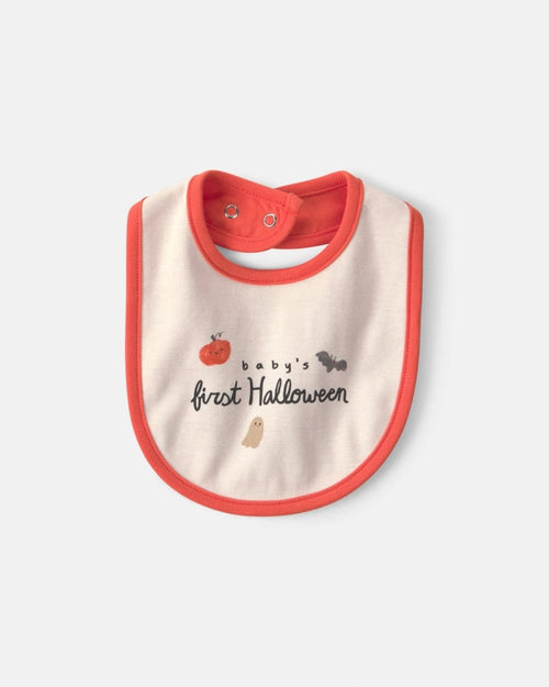 Babero «Baby's First Halloween», calabaza en crema