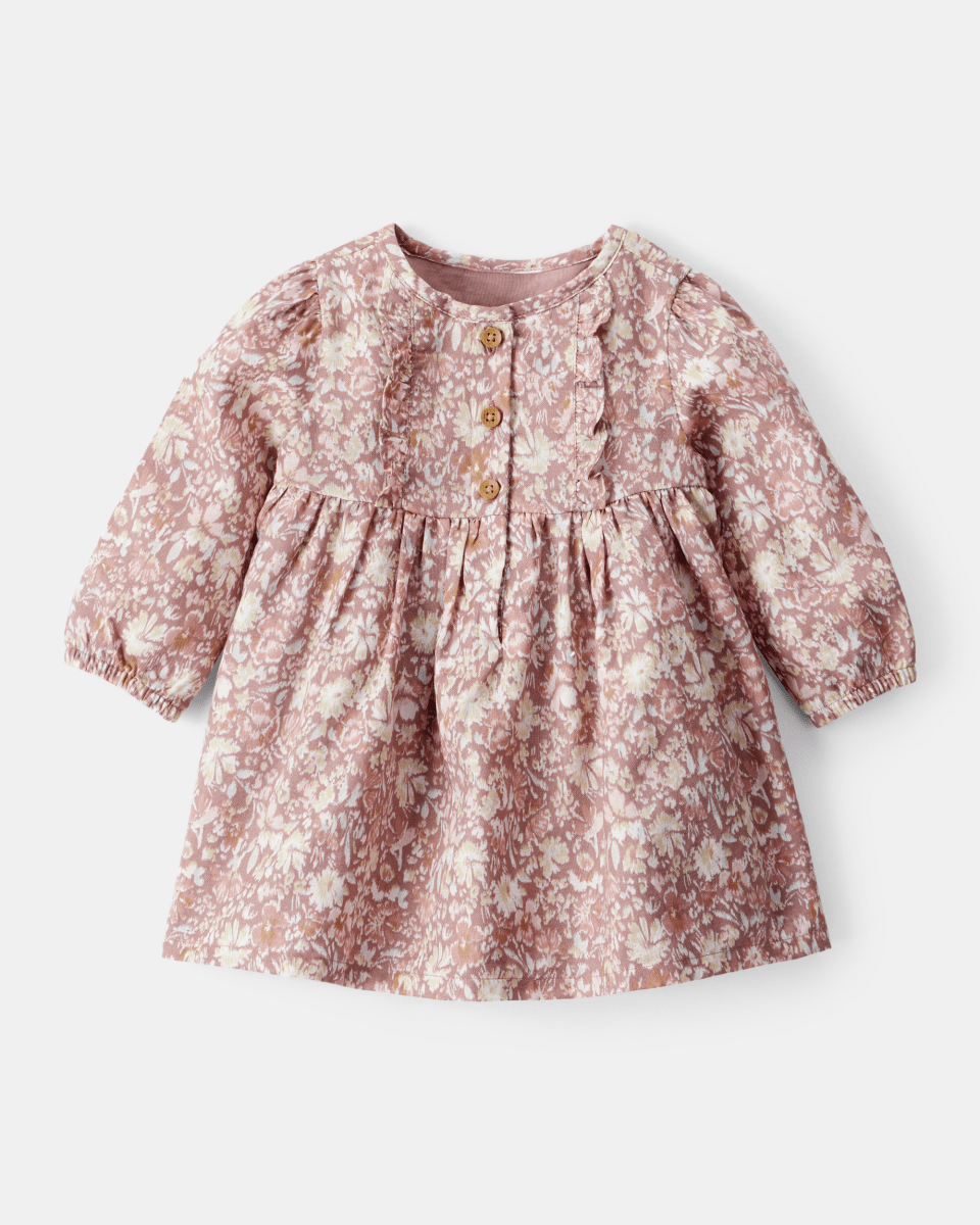 Soft Multicolored Floral Long-Sleeve Dress