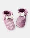 Pink ribbed plush booties