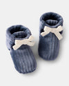 Navy Blue Ribbed Plush Booties