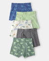 Pack of 5 briefs, dinosaurs on green