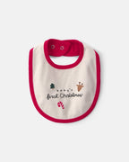 Babero «Baby's First Christmas», rojo y crema - Carter's