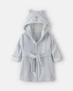 Bata de rizo con capucha y orejas de oso, azul