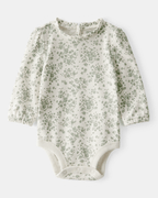 Body acanalado de manga larga floral con cuello de volantes - Carter's
