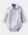 Corduroy button-up bodysuit in blue