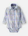 Plaid long-sleeve cotton bodysuit