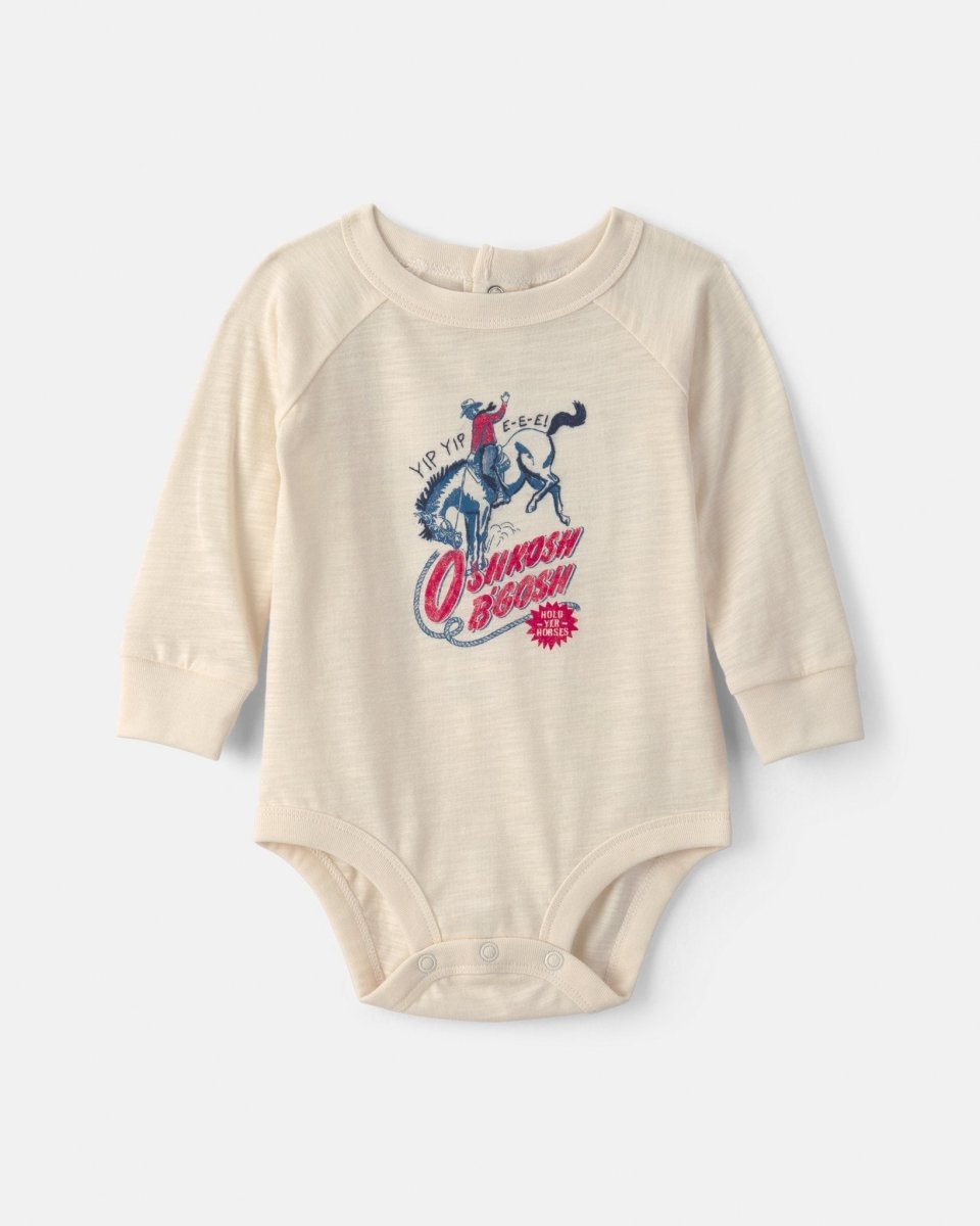 Body de manga larga con gráfico de cowboy, crema - Carter's