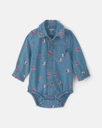 Body de manga larga de chambray, muñecos de nieve - Carter's