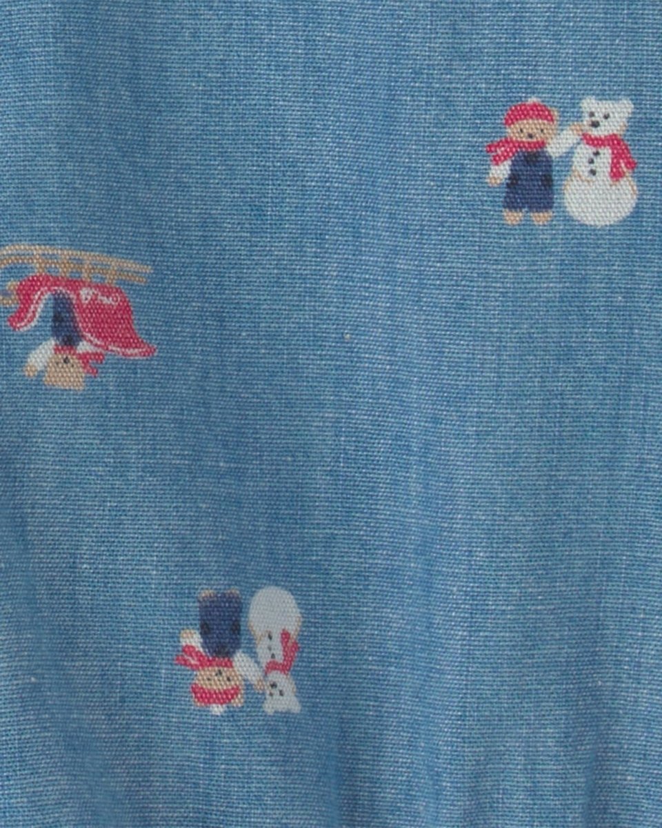 Body de manga larga de chambray, muñecos de nieve - Carter's