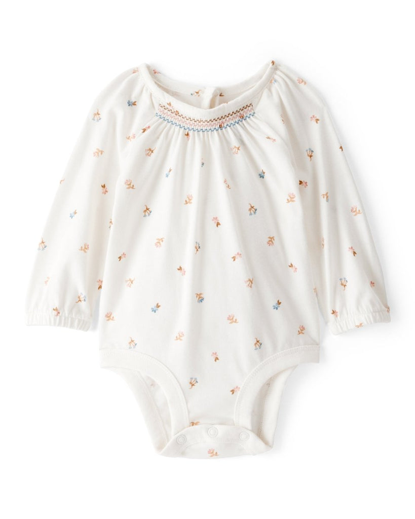 Body tejido con estampado floral color marfil para bebé niña - Carter's