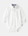 Long-sleeve white shirt bodysuit