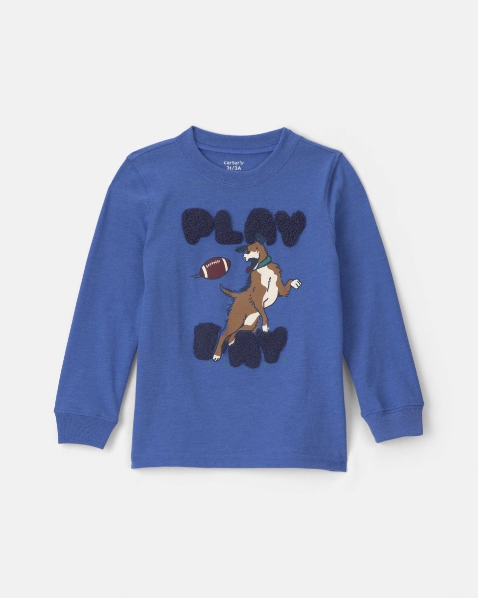 Camiseta manga larga con perro «Play Day», azul - Carter's