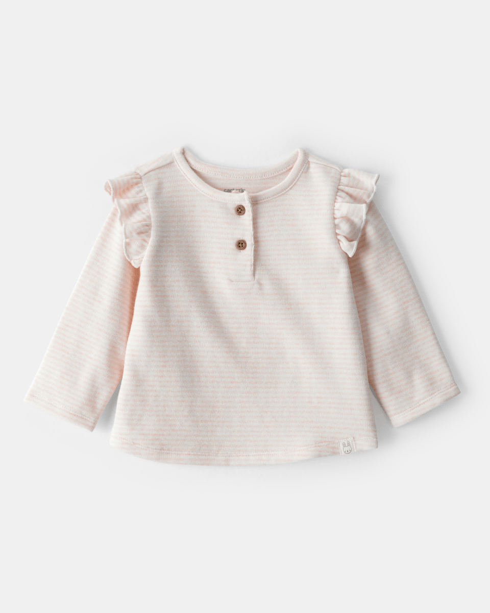 Camiseta rosa jaspeada con volados - Carter's