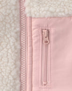 Chaleco de borreguito con cremallera, crema y rosa - Carter's