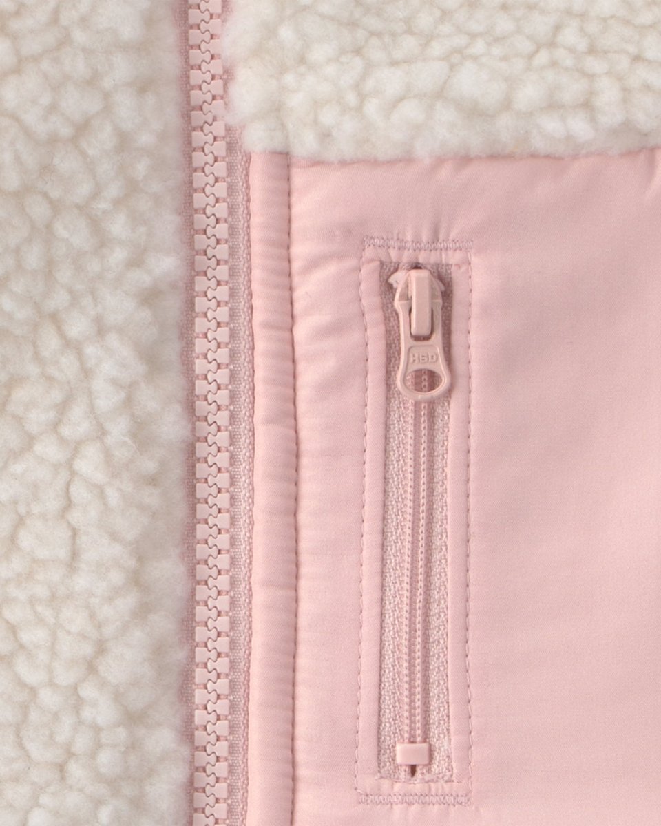 Chaleco de borreguito con cremallera, crema y rosa - Carter's