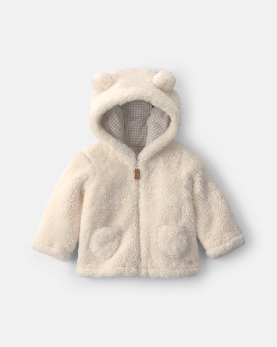 Chaqueta de borreguito con capucha de oso, marfil - Carter's
