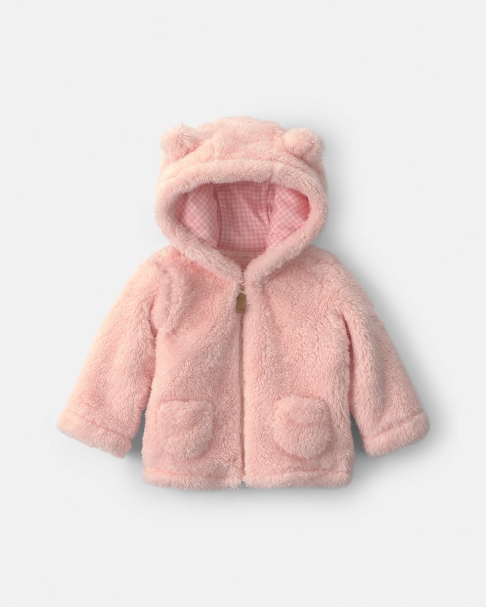 Chaqueta de borreguito con capucha de oso, rosa - Carter's