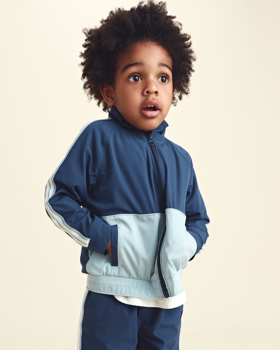 Chaqueta de popelín con cremallera y bloques de color, azul - Carter's