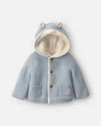 Chaqueta de punto con capucha y orejas de oso, azul