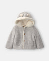 Chaqueta de punto con capucha y orejas de oso, gris