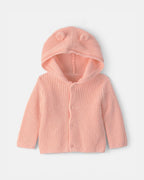 Chaqueta de punto con capucha y orejas de oso, naranja - Carter's