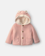 Chaqueta de punto con capucha y orejas de oso, rosa
