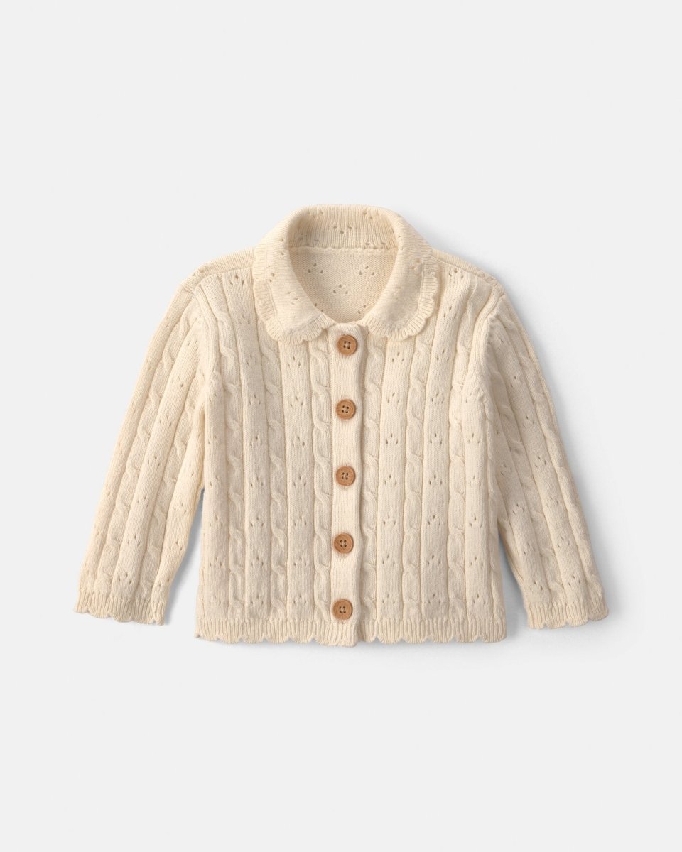 Chaqueta de punto fair isle con cuello bebé, crema - Carter's