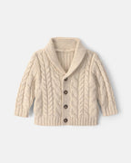 Chaqueta de punto grueso con ochos y cuello chal, crema - Carter's