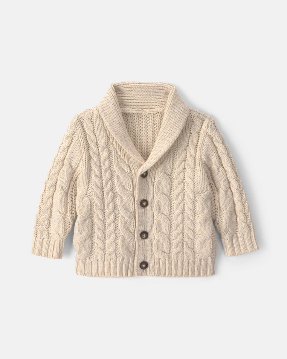 Chaqueta de punto grueso con ochos y cuello chal, crema - Carter's