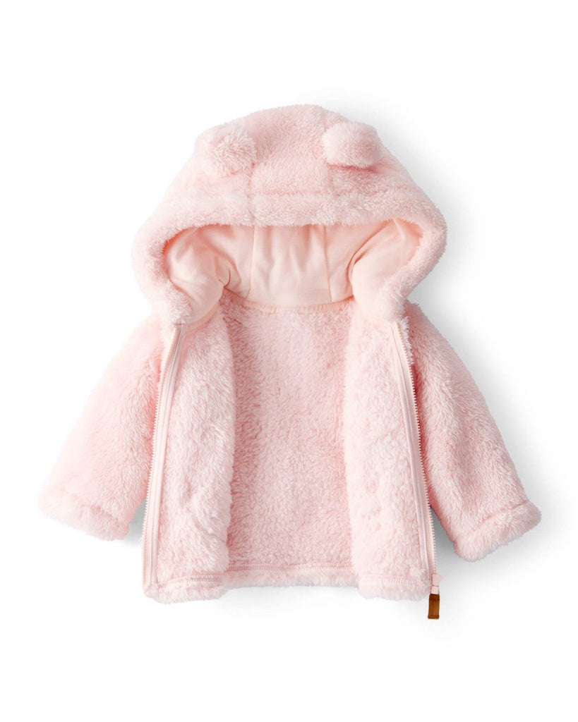 Chaqueta para bebé con diseño rosa liso con sherpa - Carter's