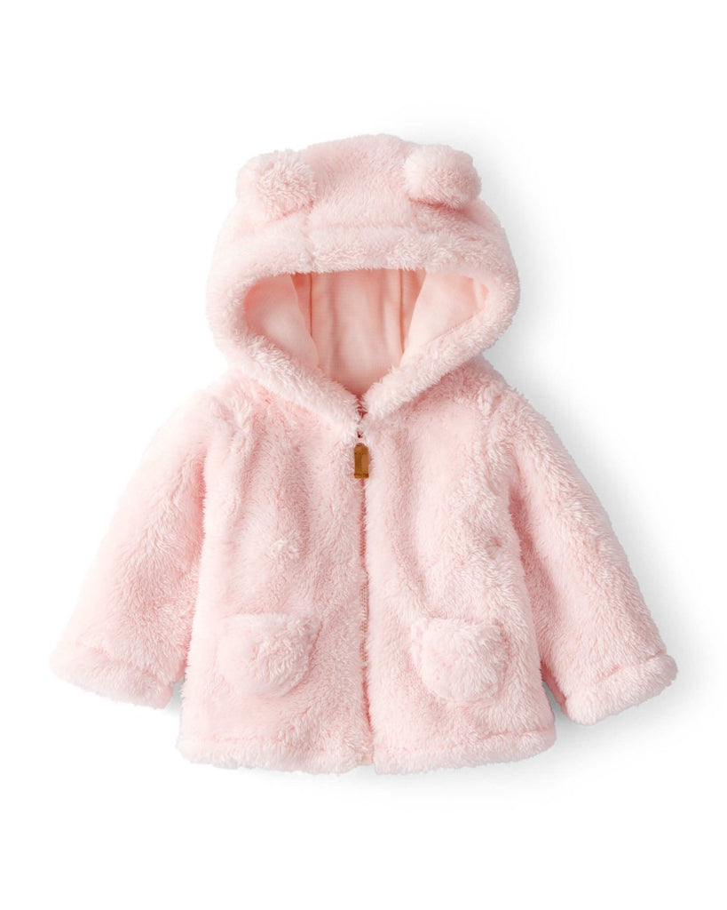 Chaqueta para bebé con diseño rosa liso con sherpa - Carter's