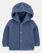 Chaqueta punto canalé capucha diseño oso - Carter's