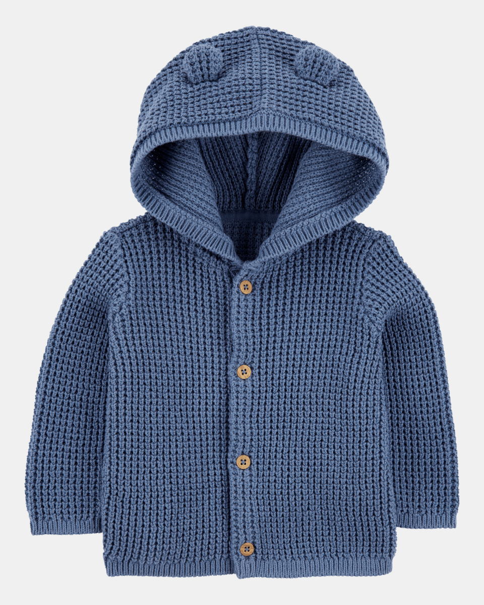 Chaqueta punto canalé capucha diseño oso - Carter's