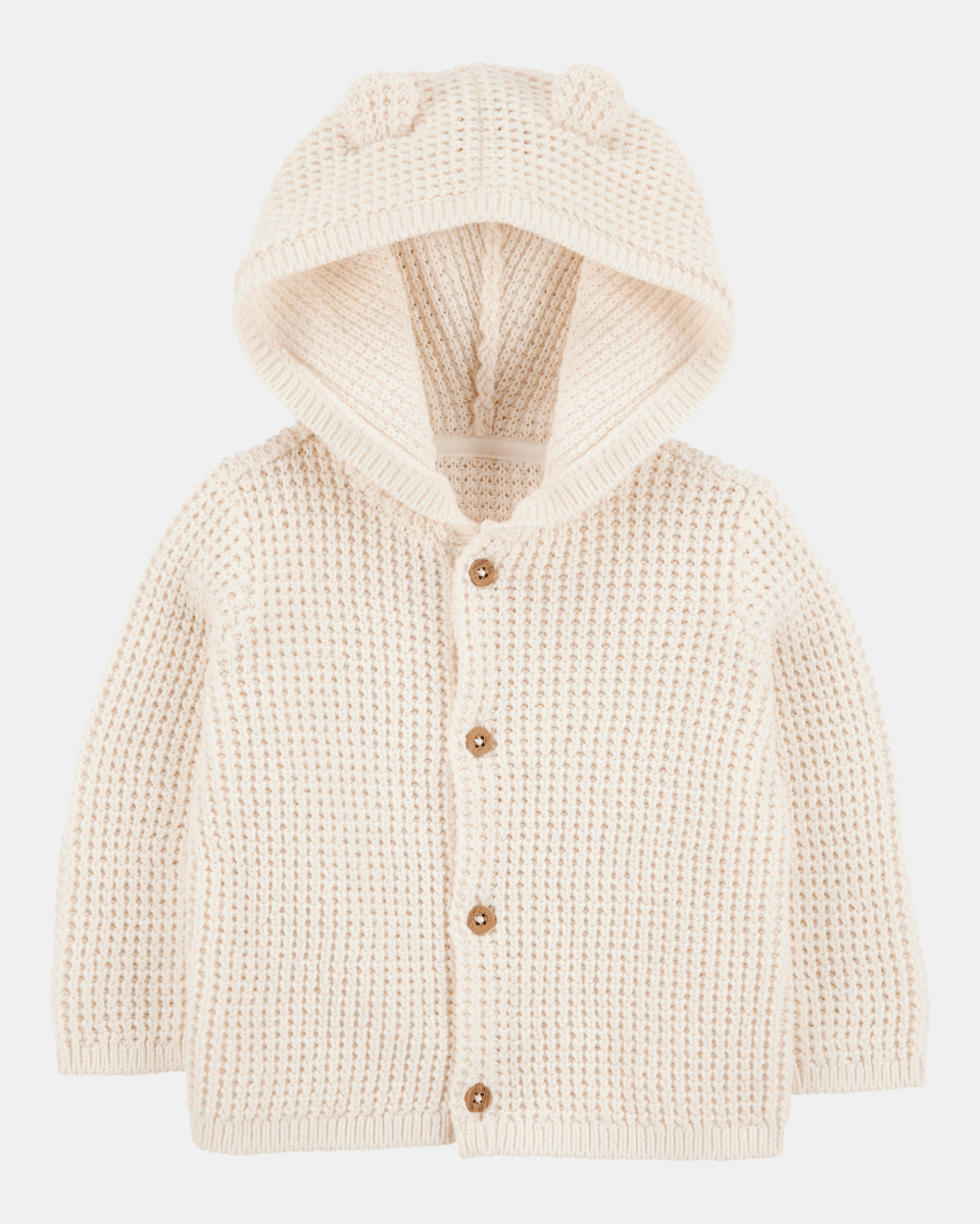 Chaqueta punto canalé capucha diseño oso - Carter's