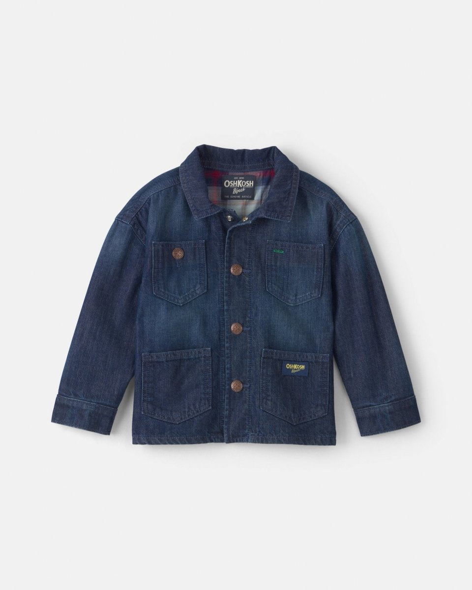 Chaqueta vaquera con forro de cuadros, lavado oscuro - Carter's