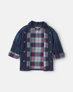 Chaqueta vaquera con forro de cuadros, lavado oscuro - Carter's