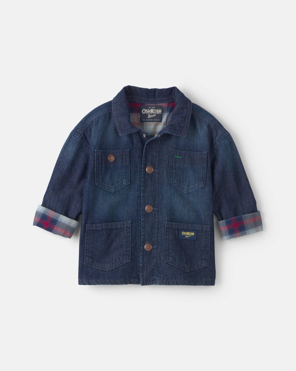 Chaqueta vaquera con forro de cuadros, lavado oscuro - Carter's