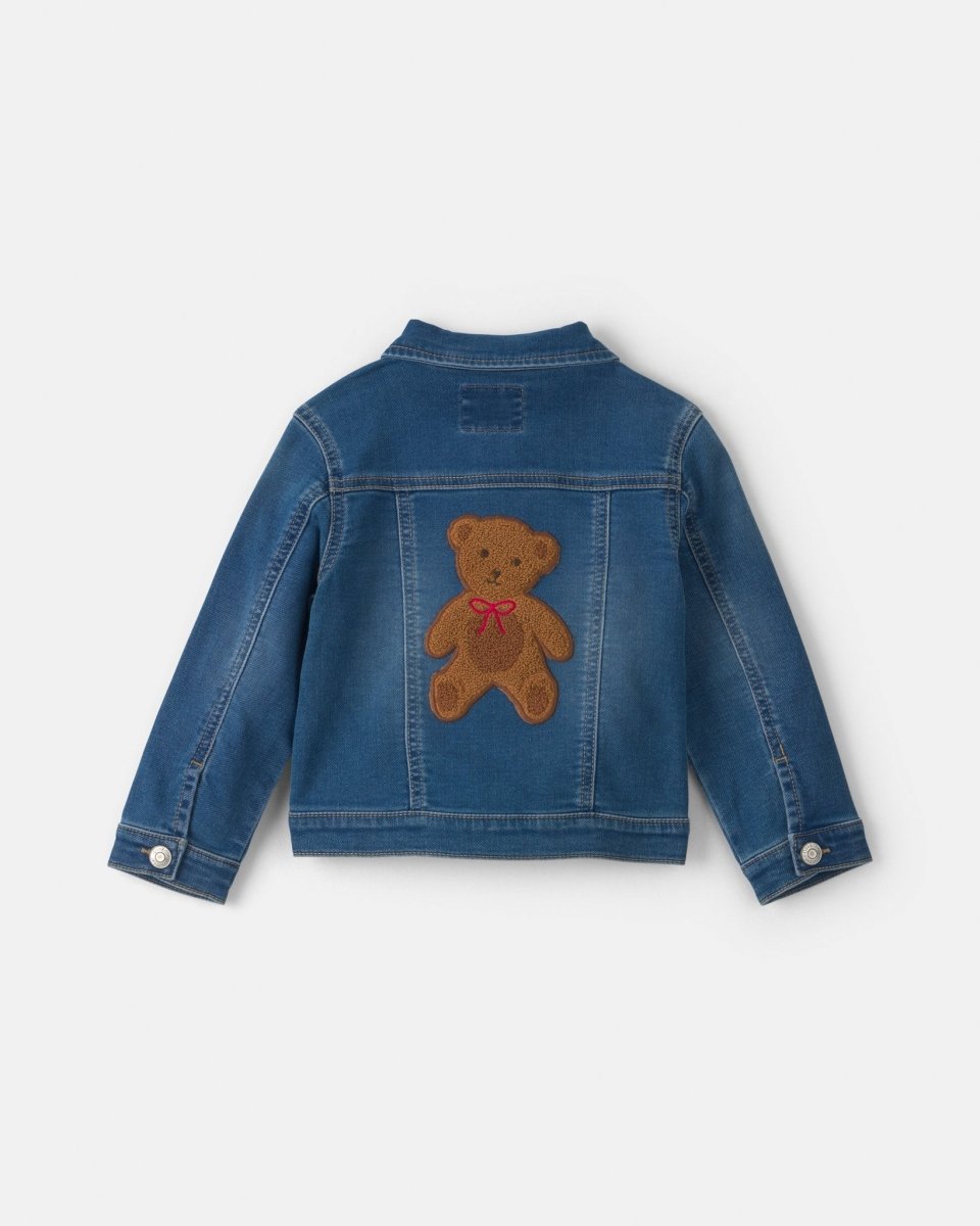 Chaqueta vaquera con oso de chenilla, lavado medio - Carter's