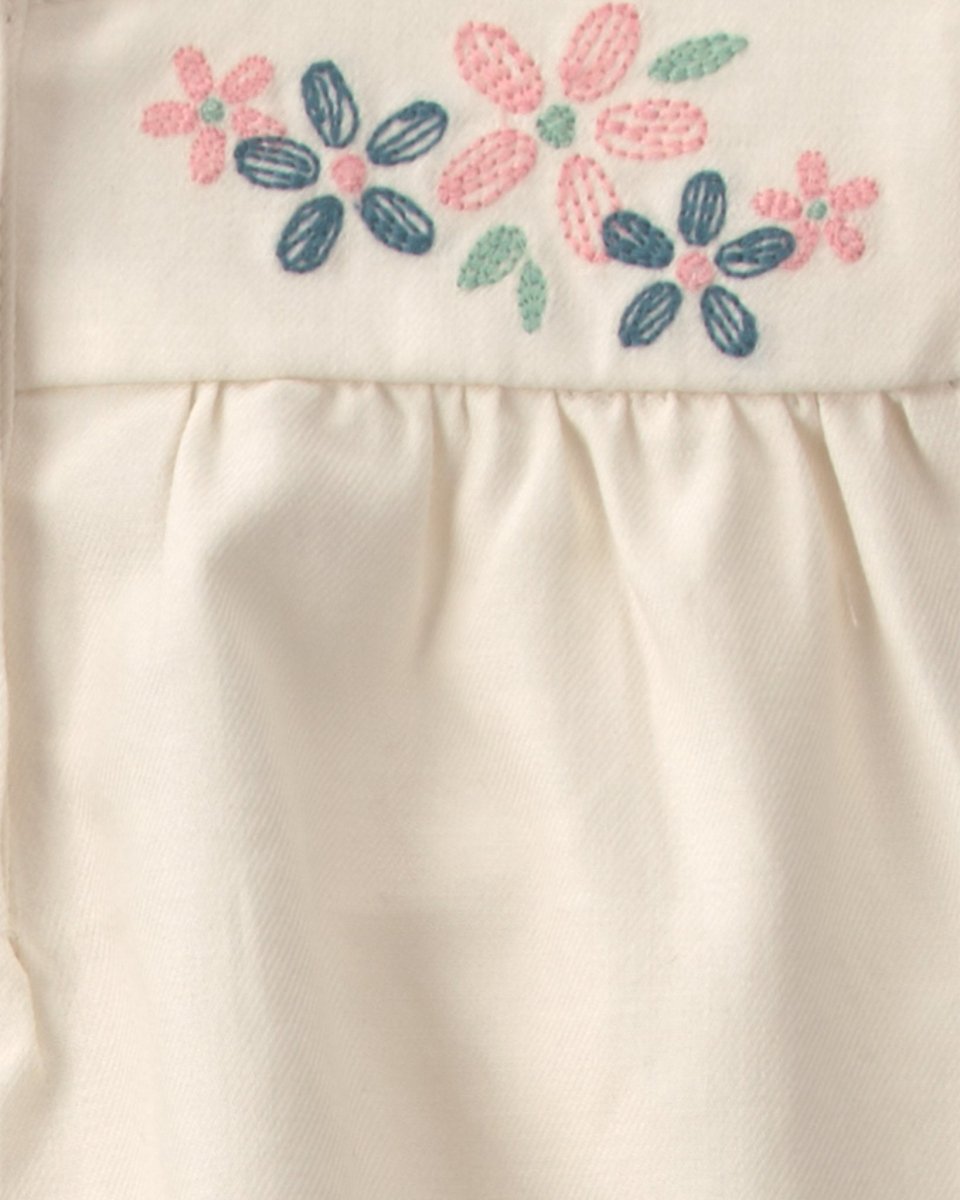 Conjunto 2 piezas, blusa bordada y pantalón de loneta, flores - Carter's
