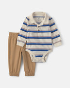 Conjunto 2 piezas, body a rayas con botonadura y pantalón - Carter's
