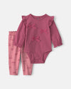 Conjunto 2 piezas, body con lazo y pantalón en rosa