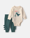 2-piece set, «Daddy-saurus» bodysuit and green pants