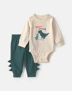 Conjunto 2 piezas, body «Daddy-saurus» y pantalón verde - Carter's