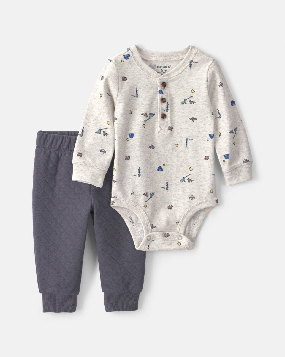 Conjunto 2 piezas, body de camping y pantalón gris - Carter's
