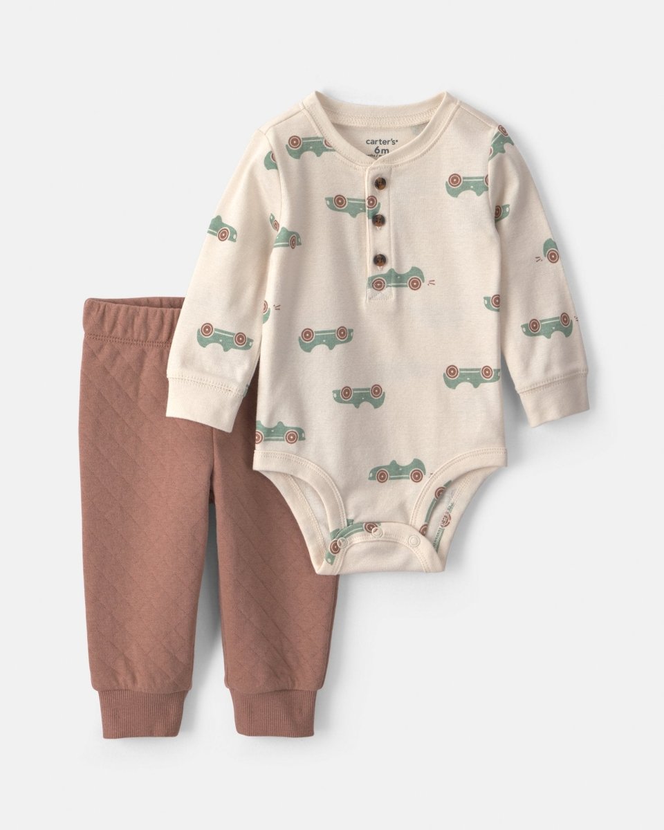 Conjunto 2 piezas, body de coches y pantalón acolchado - Carter's