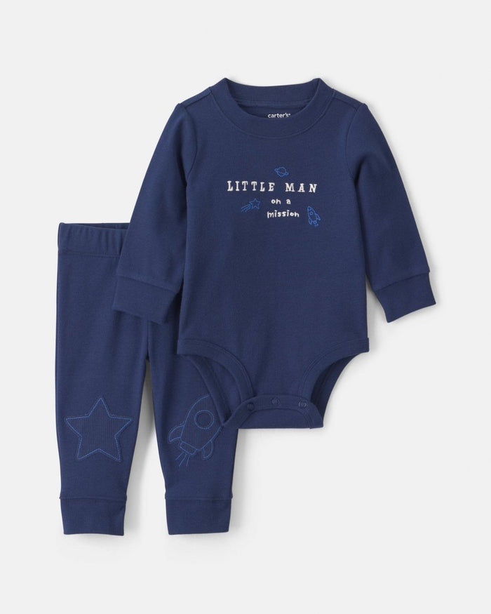 Conjunto 2 piezas, body espacial y pantalón azul marino - Carter's
