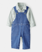 Conjunto 2 piezas camisa de cuadros y peto denim - Carter's