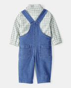 Conjunto 2 piezas camisa de cuadros y peto denim - Carter's