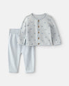 Conjunto 2 piezas, camiseta con botones y pantalón, trenes