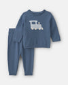Conjunto 2 piezas, camiseta con tren y pantalón holgado